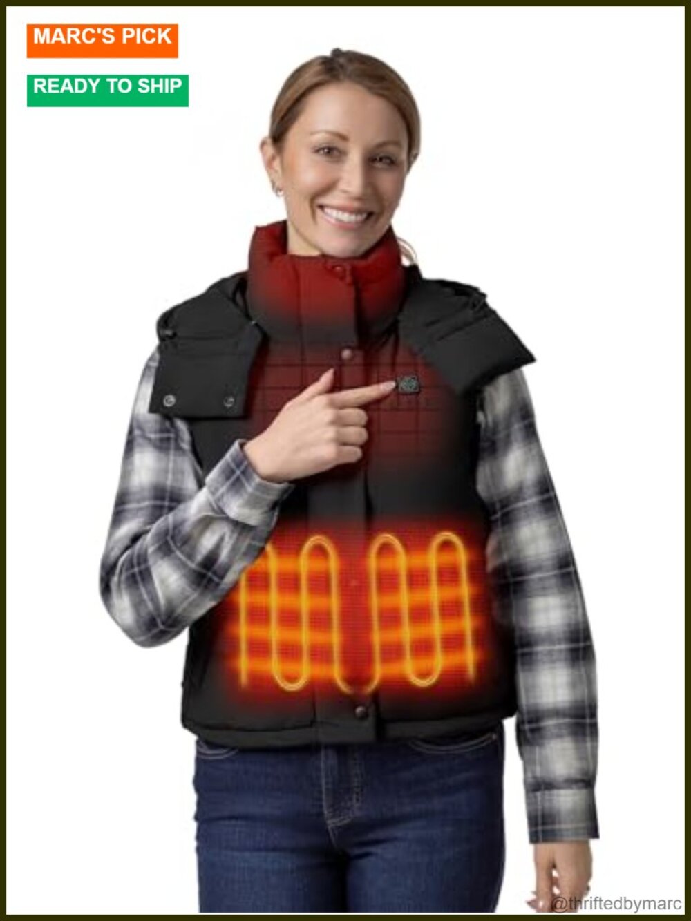 Heated Cropped Vest 800 Fill Down Puffer with USB-C Battery 3 Heat Settings